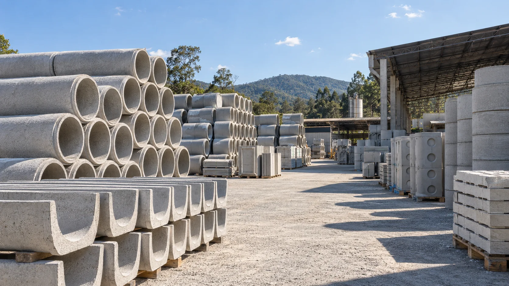 Pátio industrial de artefatos de cimento